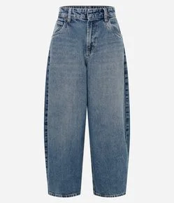 Calça Barrel em Jeans com Cintura Alta