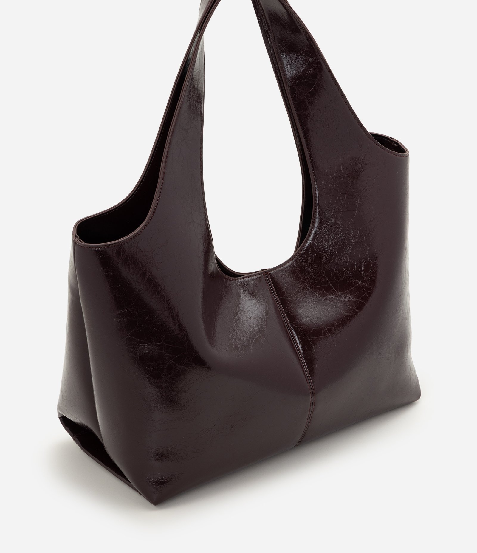 Bolsa Shopper Grande em PU com Alça Larga Marrom 1