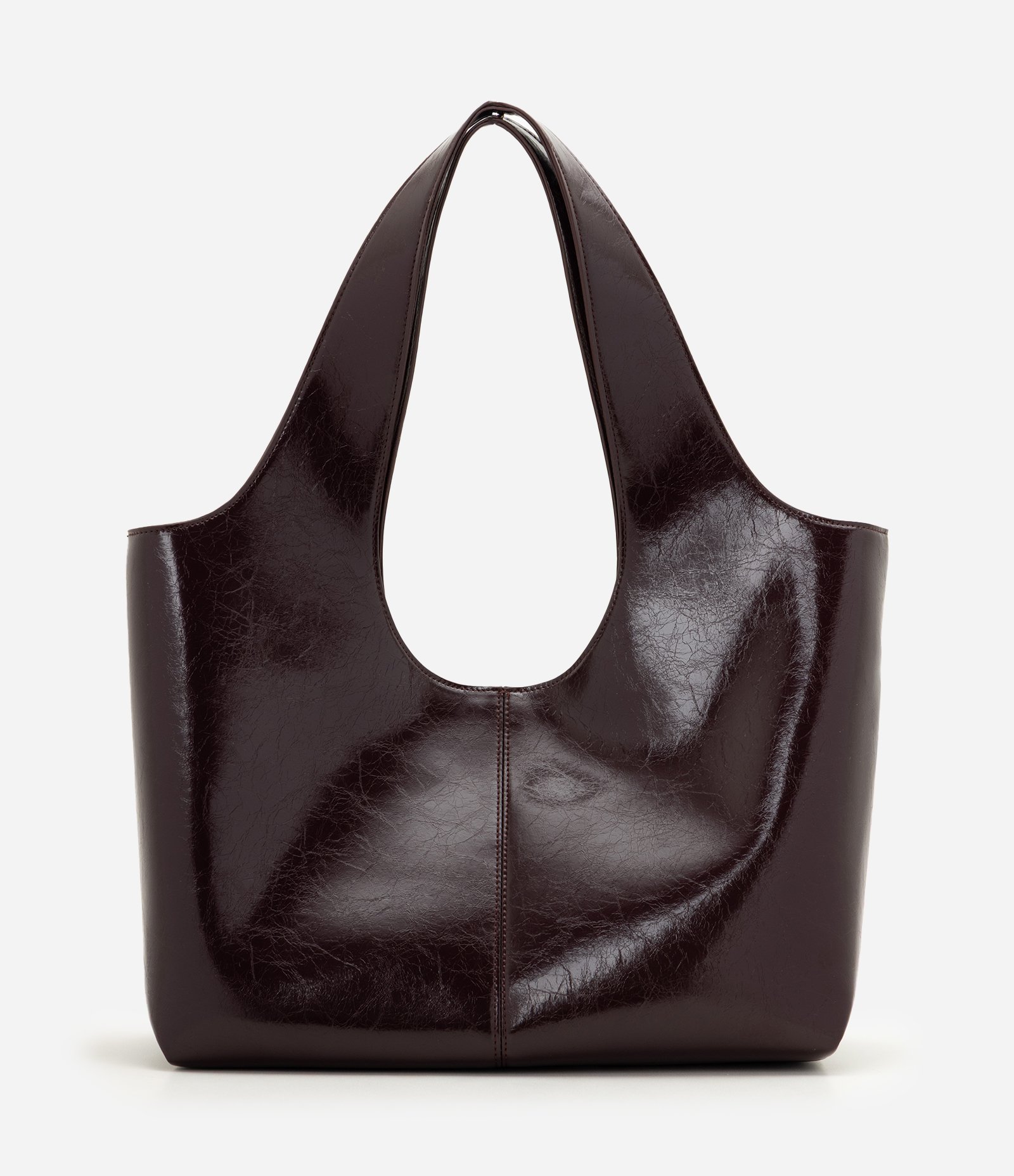Bolsa Shopper Grande em PU com Alça Larga Marrom 3