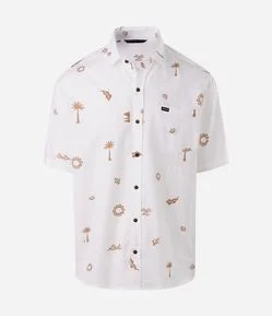 Camisa Relaxed em Tricoline de Algodão com Estampa Mini Ícones