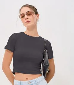 Blusa em Ribana com Renda na Manga