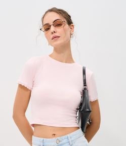 Blusa em Ribana com Renda na Manga