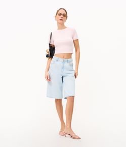 Blusa em Ribana com Renda na Manga