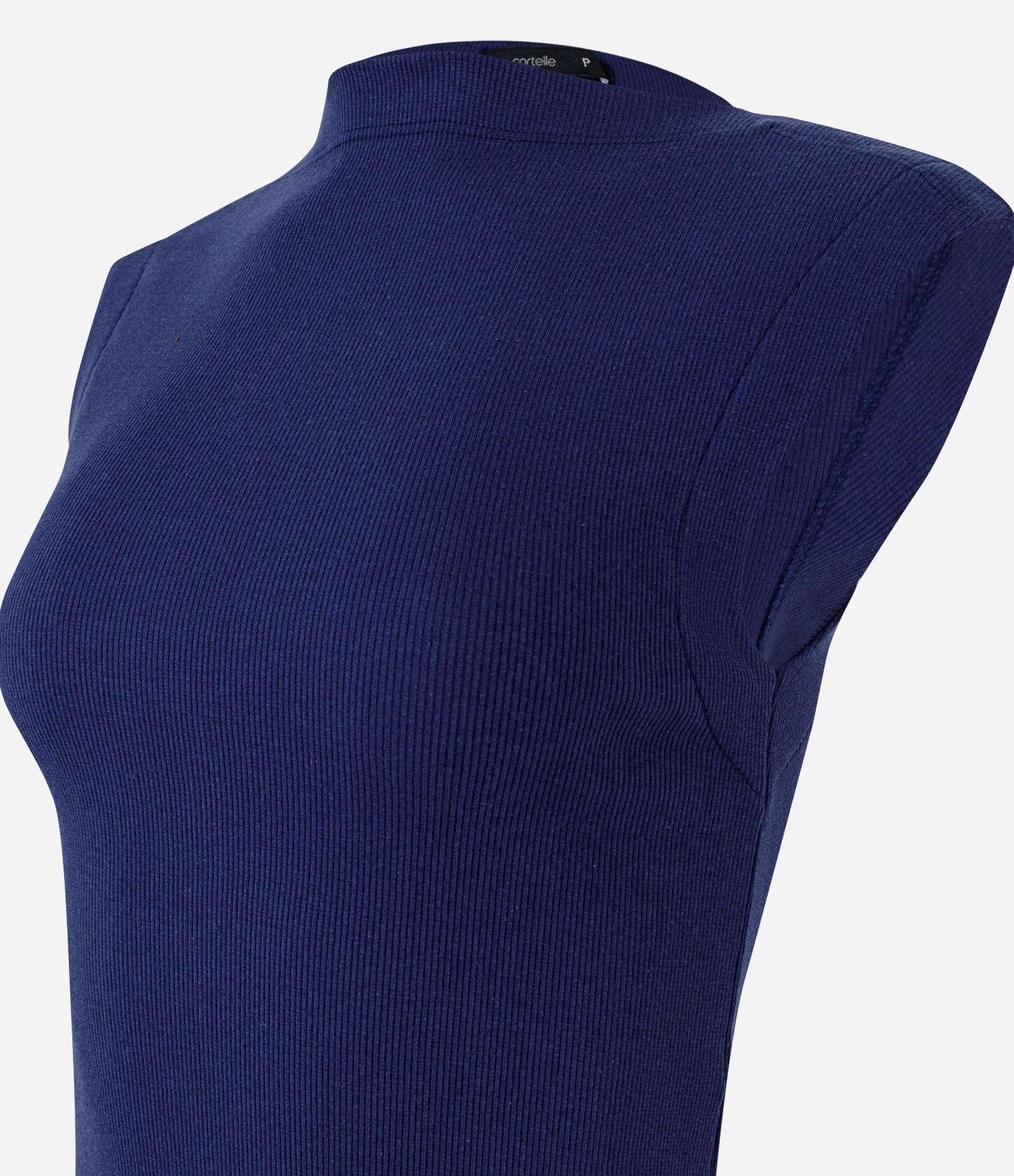 Blusa em Algodão com Gola Canoa Azul Escuro 5