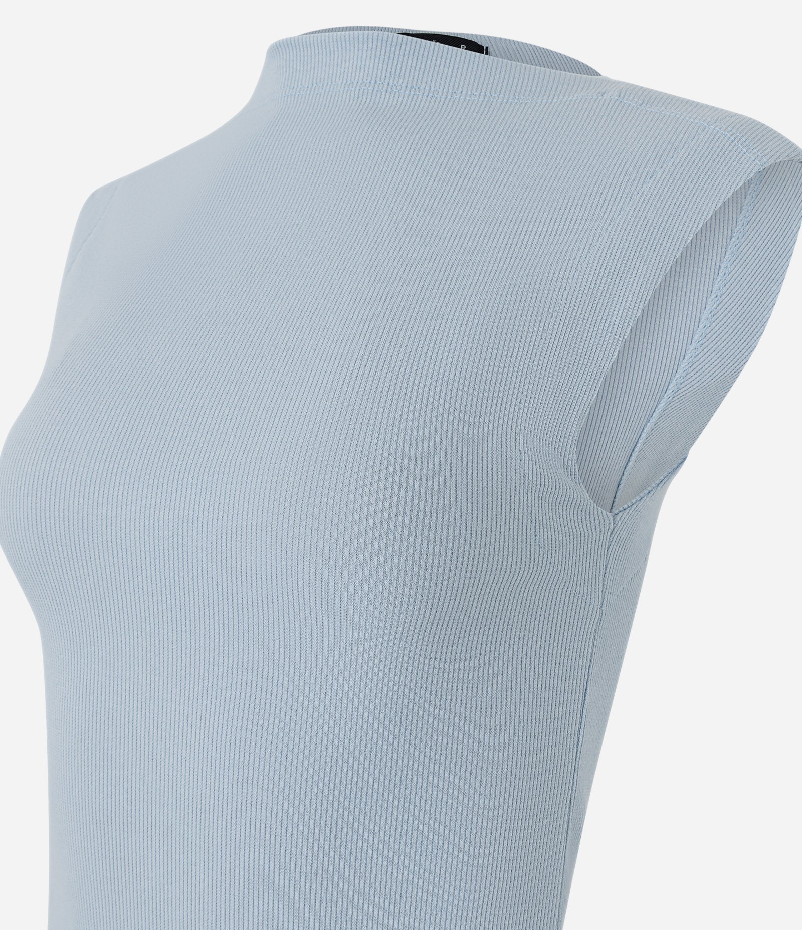 Blusa em Algodão com Gola Canoa Azul Claro 6
