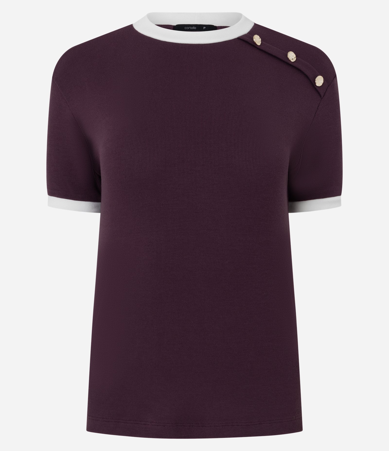 Blusa Manga Curta em Ribana Com Botões no Ombro Roxo 7