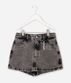 Saia Short Infantil em Jeans com Pingentes Coração e Estrelas – Tam 5 a 16 Anos