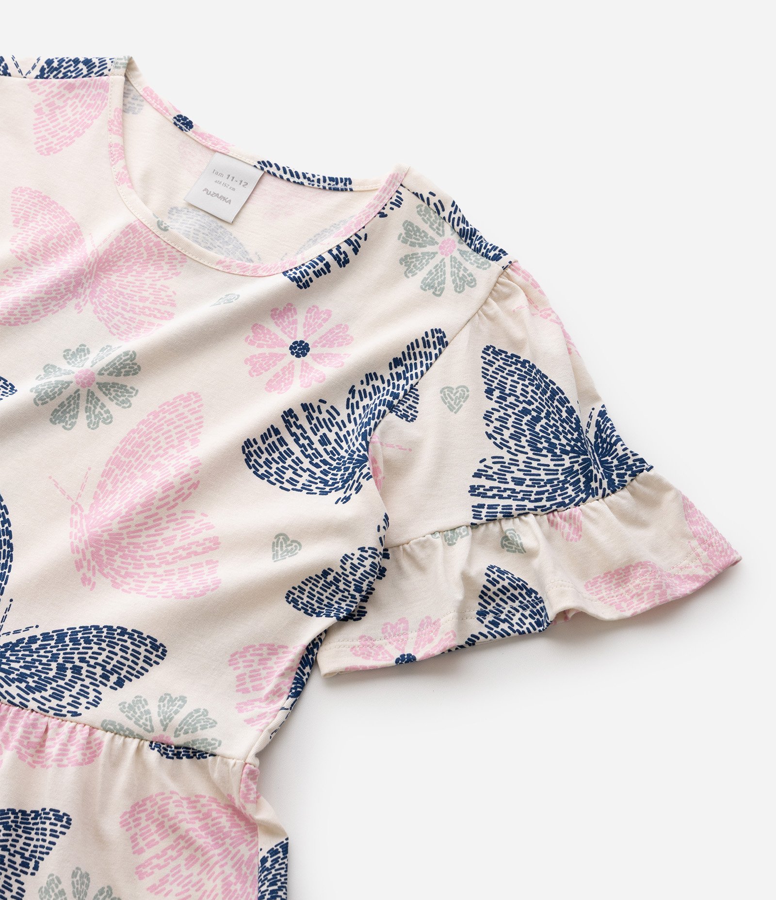 Vestido Infantil com Estampa Borboletas e Recorte Marias – Tam 5 a 16 Anos Off White 4