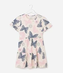 Vestido Infantil com Estampa Borboletas e Recorte Marias – Tam 5 a 16 Anos