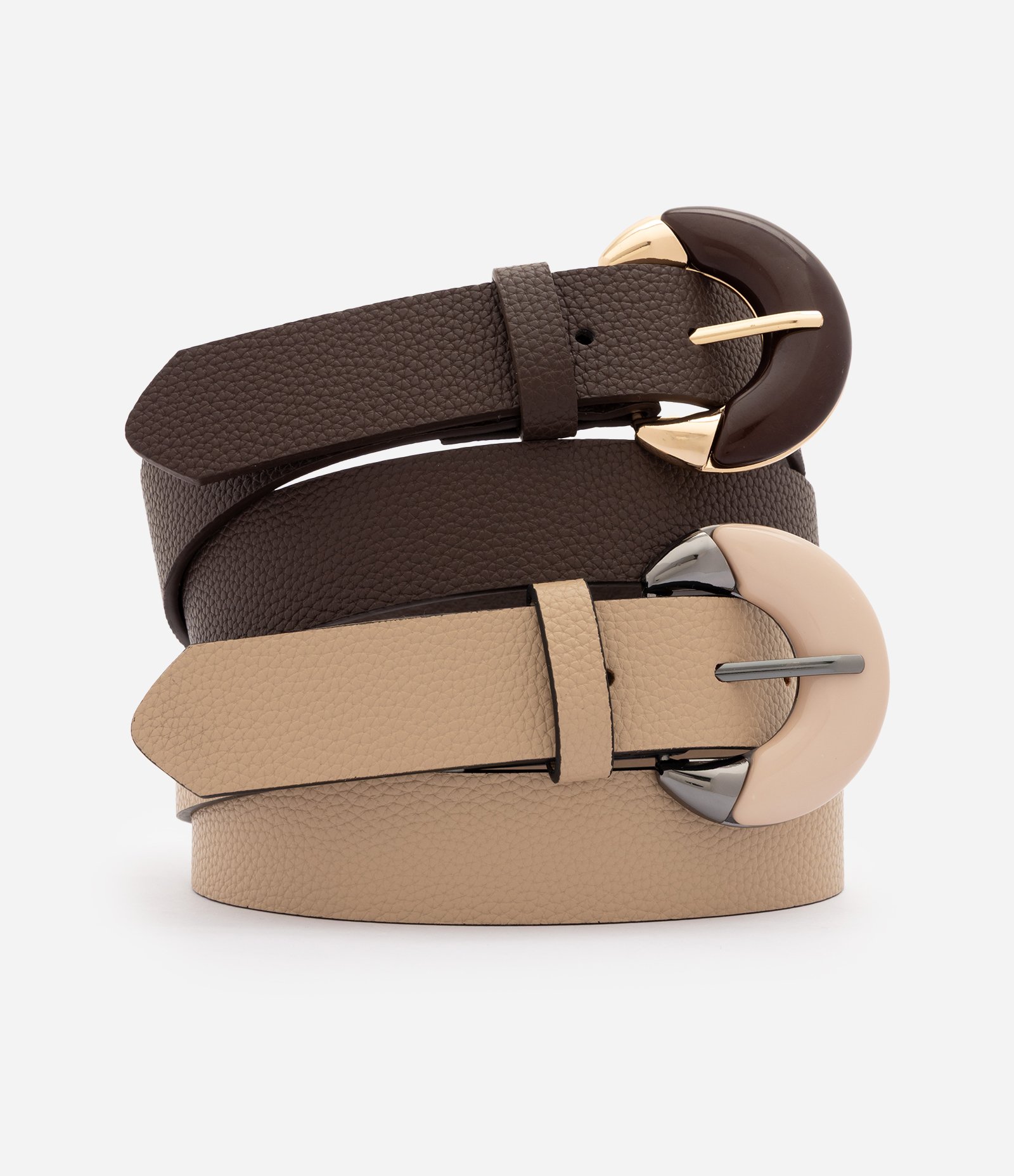 Kit 02 Cintos Médios em PU com Fivela Esmaltada Multicores 2