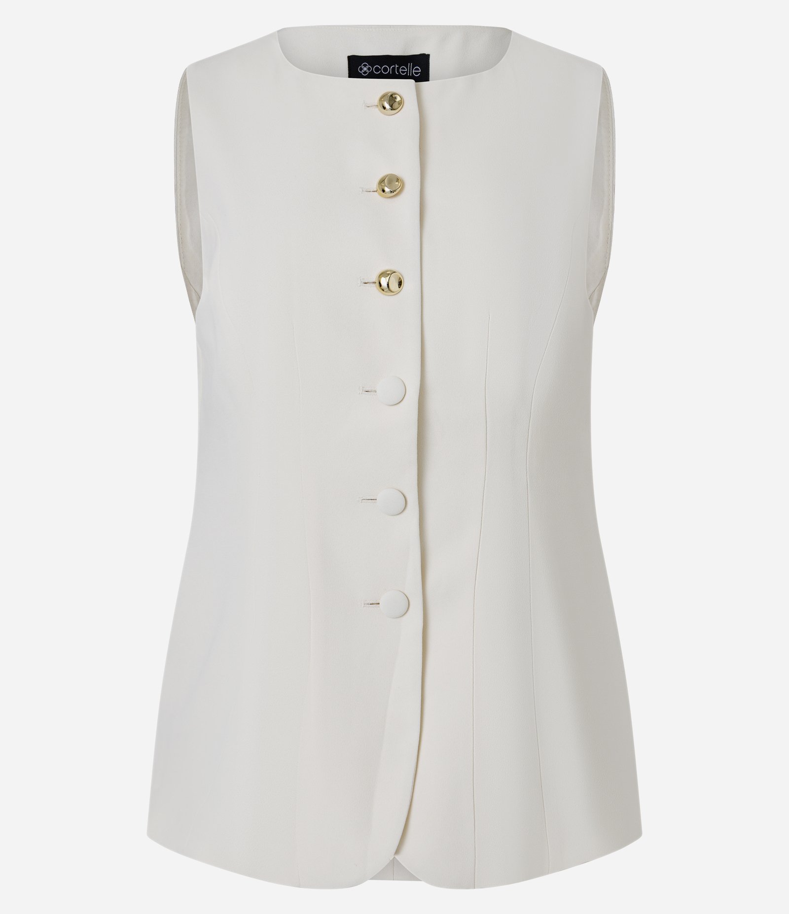 Colete em Crepe com Decote Redondo e Botões Off White 5