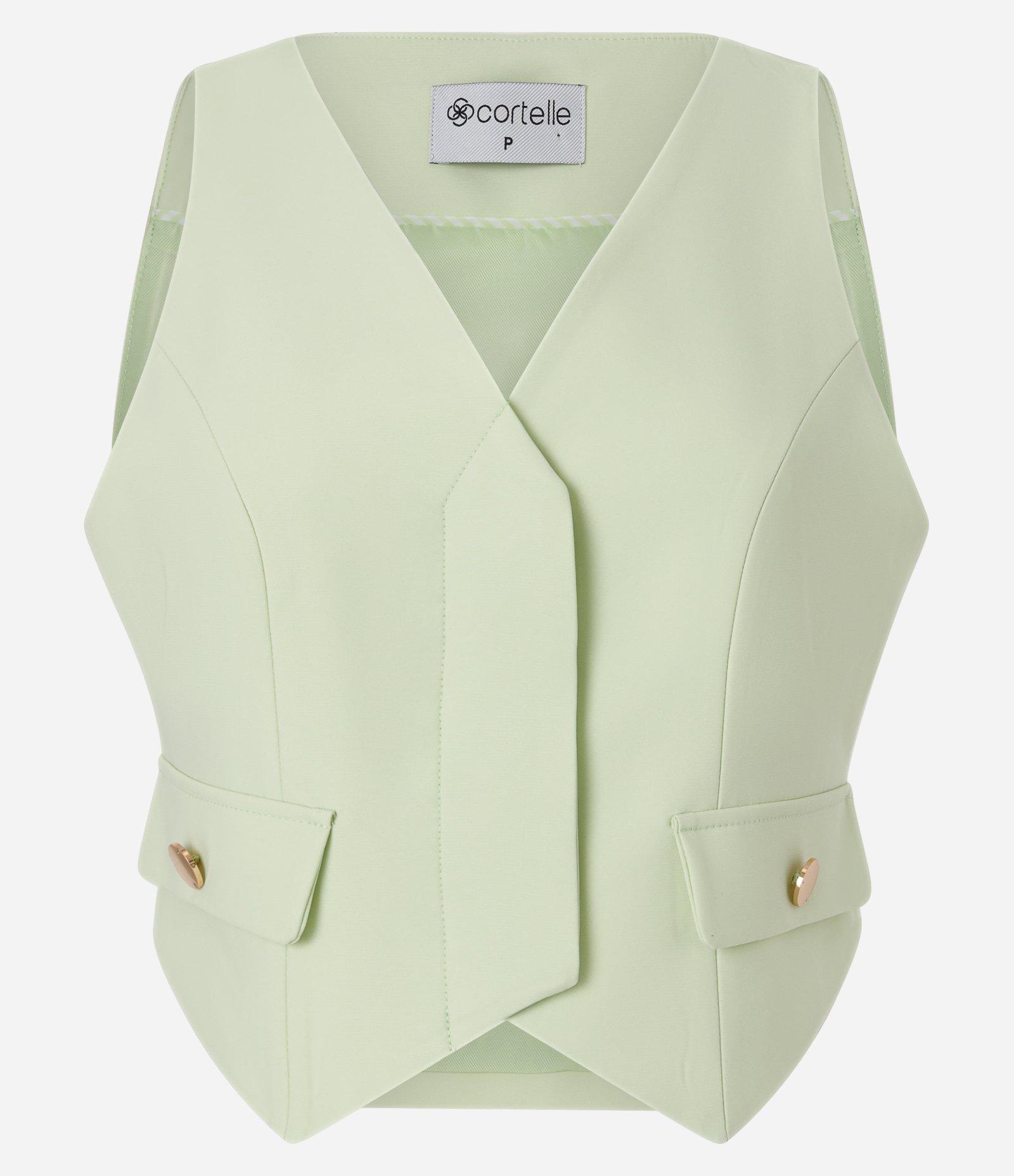 Colete em Crepe com Decote V e Lapelas Verde 1