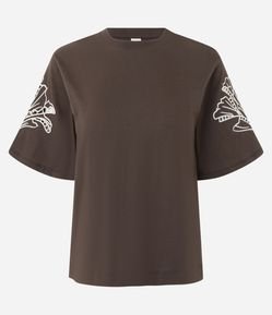 Blusa em Algodão com Bordado nas Mangas