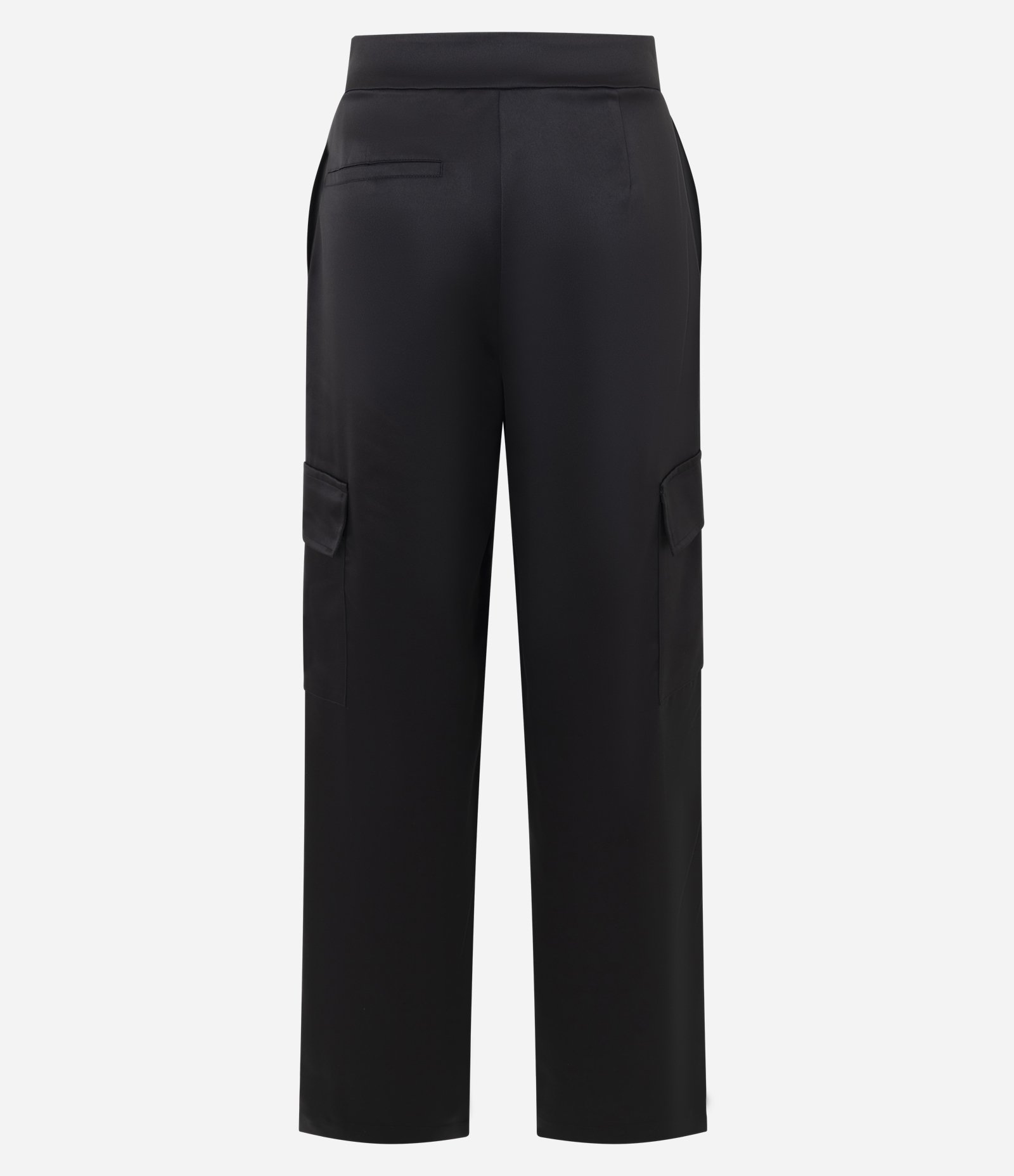 Calça Reta em Tricoline com Bolsos Cargo Laterais Preto 6