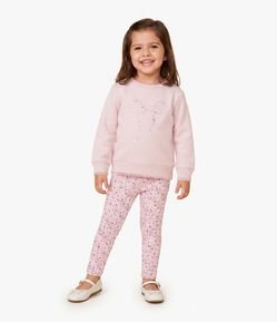 Conjunto  Infantil Moletom com Felpa Laço Bordado - Tam 1 a 6 anos
