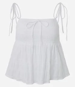 Blusa com Alça em Cotton com Lastex E Amarração