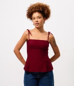 Blusa Peplum em Bengaline com Amarração nos Ombros