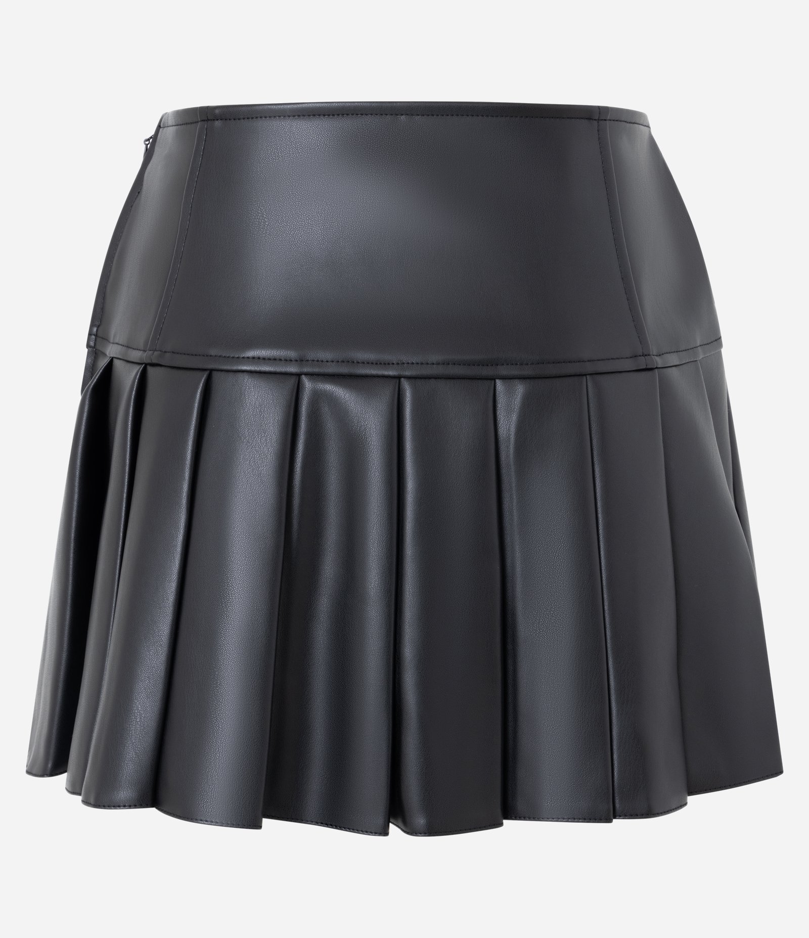 Short Saia Em PU Cintura Alta Preto 6
