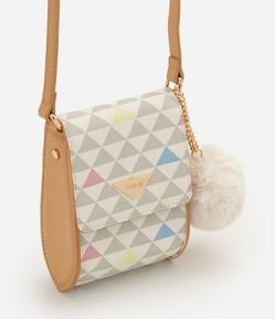 Bolsa Porta Celular em PU com Estampa Geométrica