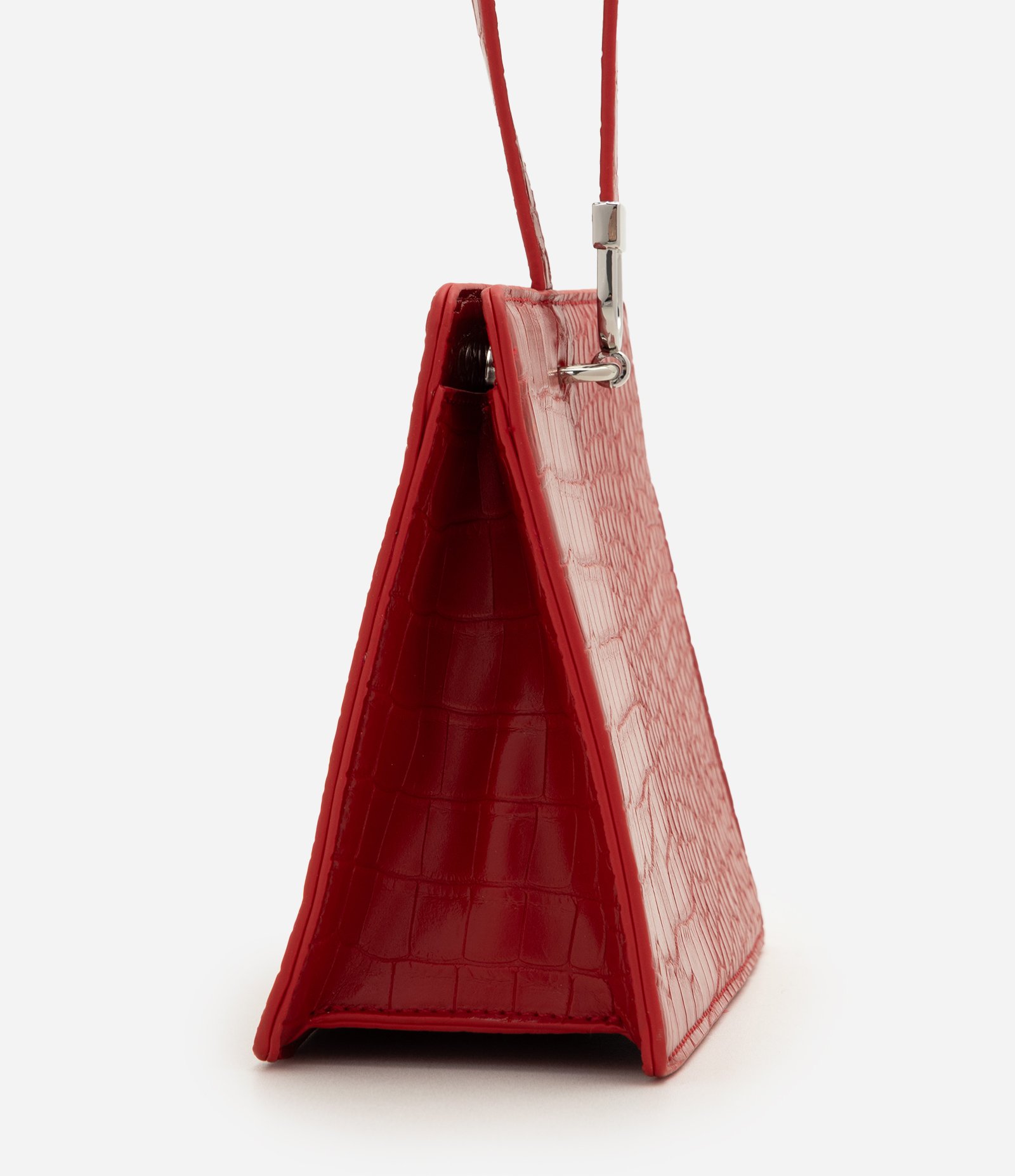 Bolsa de Mão em PU com Textura Croco Vermelho 2