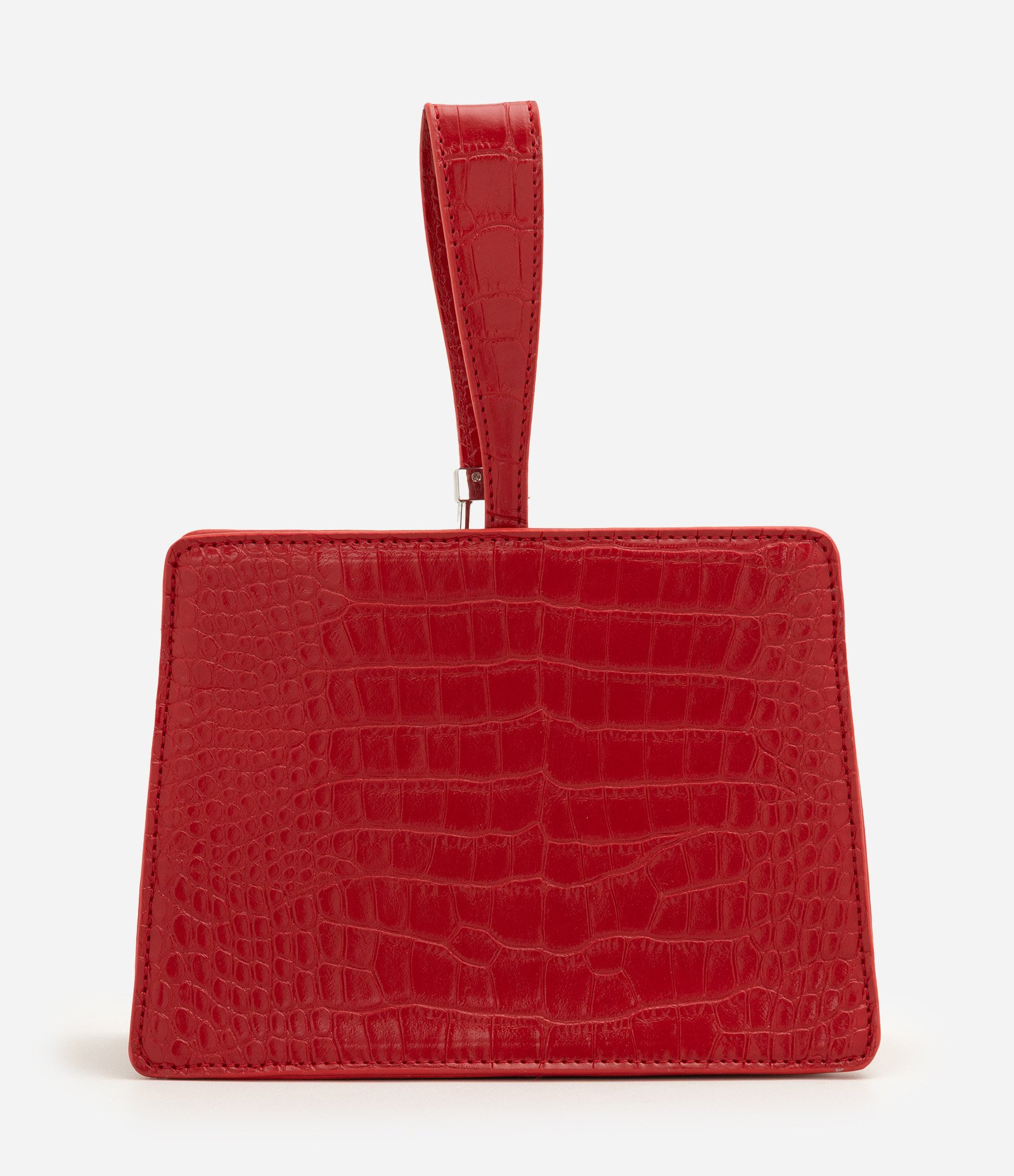 Bolsa de Mão em PU com Textura Croco Vermelho 3