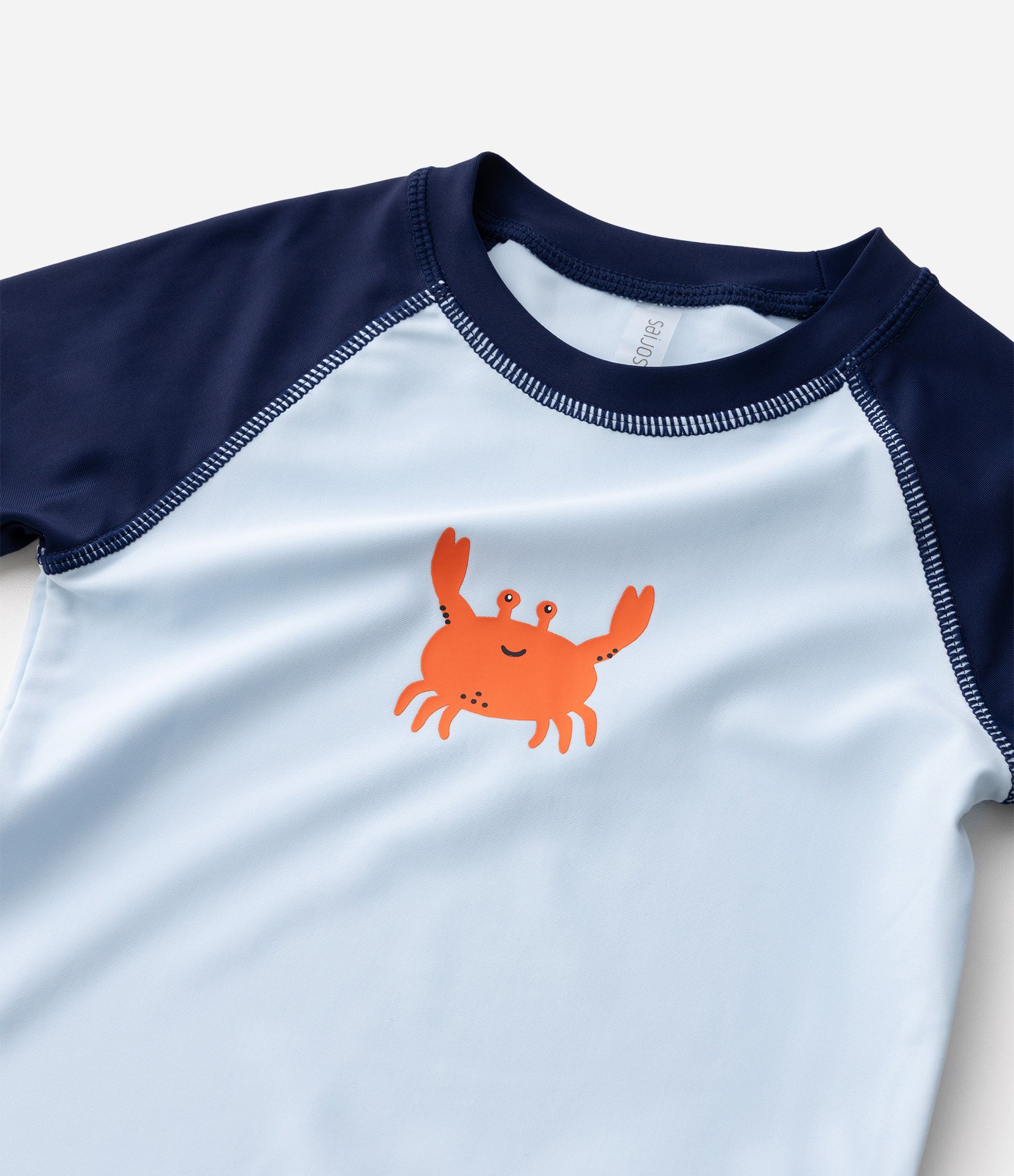 Conjunto Praia Infantil UV Listrado com Sunga Estampa Caranguejos e Chapéu - Tam 1 a 12 Anos Azul 3