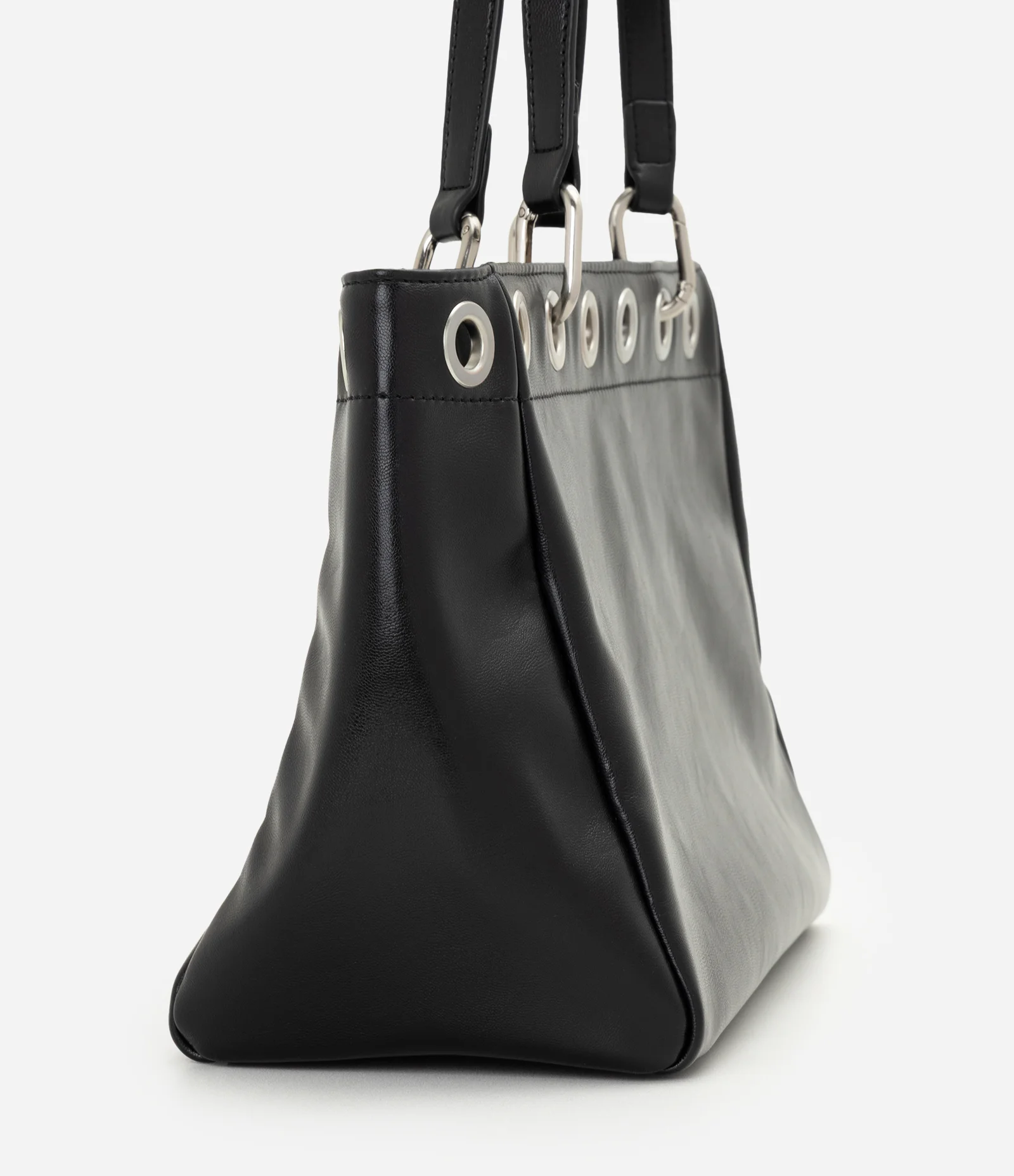 Bolsa Shopper Grande em PU com Ilhoses Metálicas Preto 2