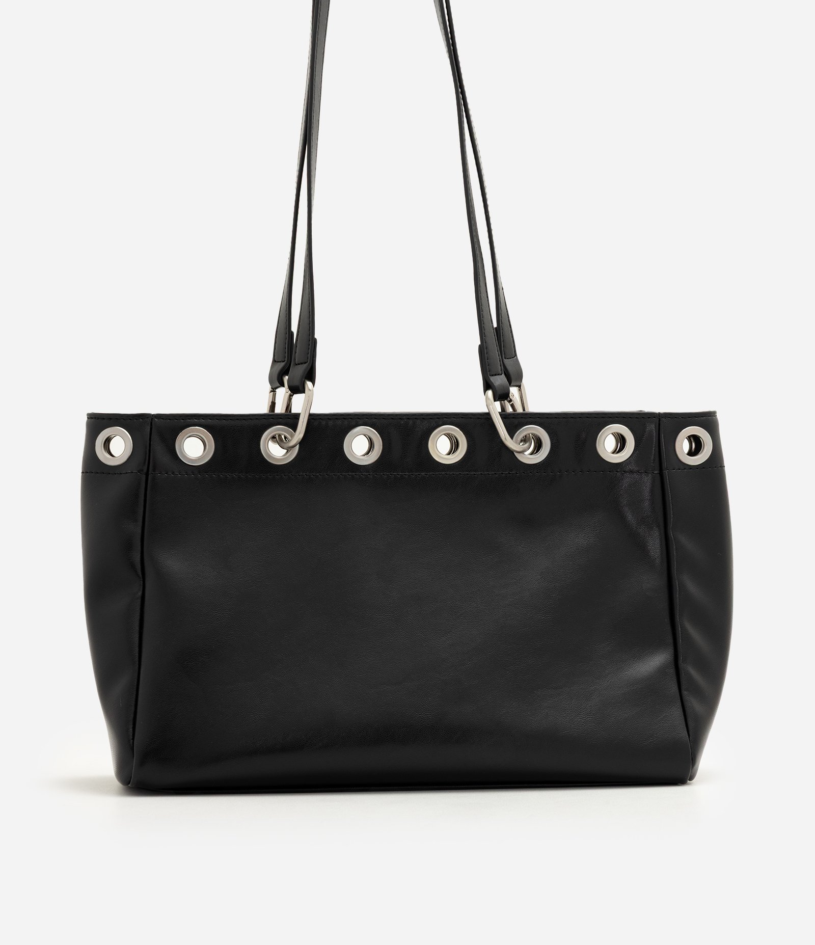 Bolsa Shopper Grande em PU com Ilhoses Metálicas Preto 3