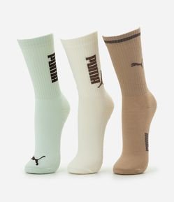 Kit 3 Meias Cano Alto Algodão Puma