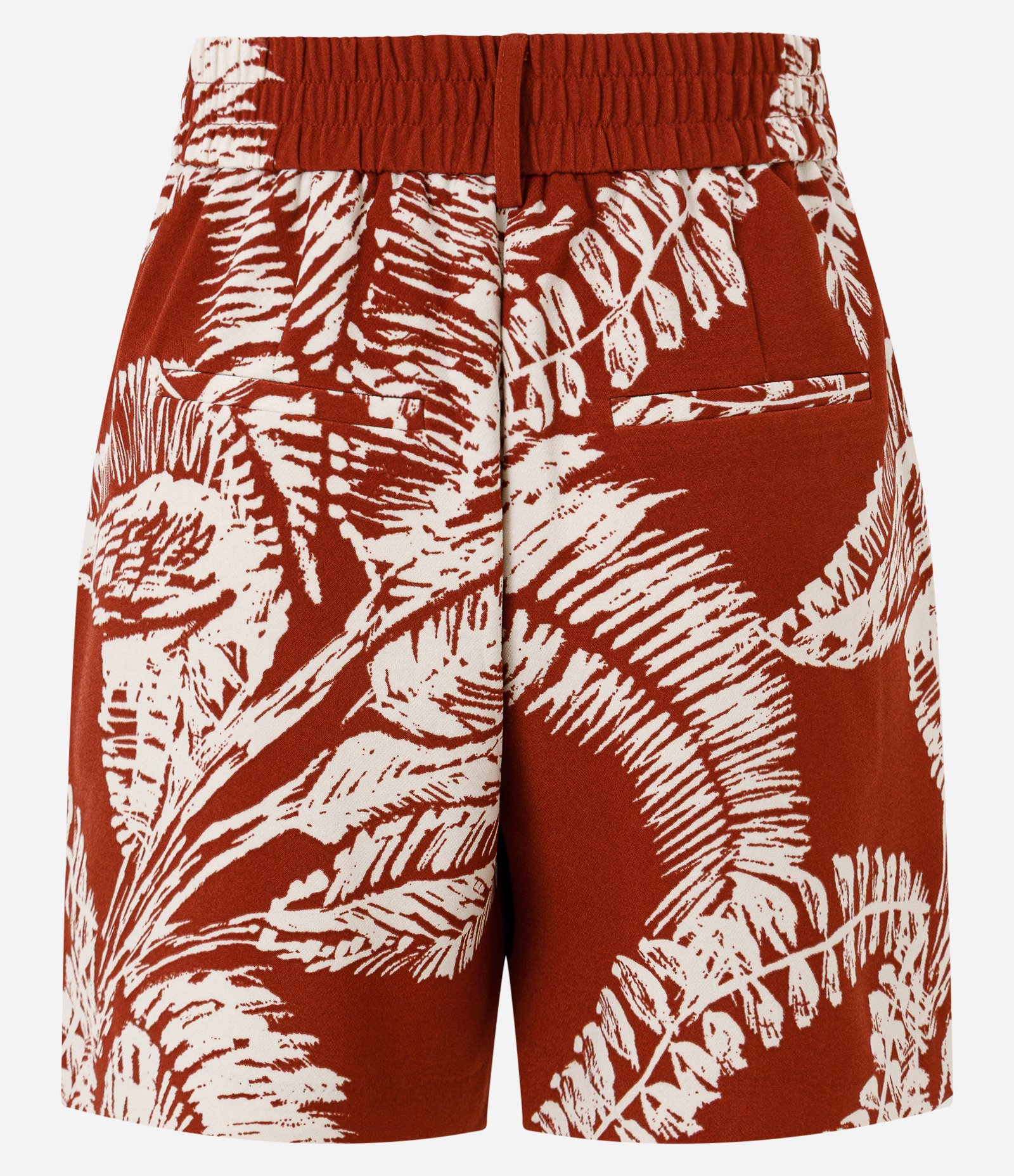 Short em Crepe com Estampa de Folhagens e Bolsos Frontais Vermelho 8