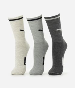 Kit 3 Meias Cano Alto Algodão Puma