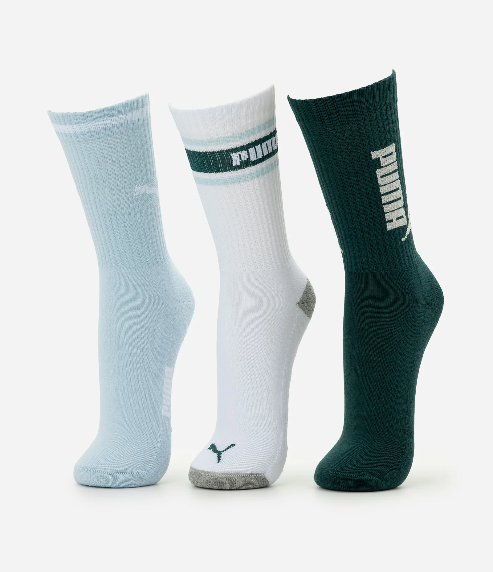 Kit 3 Meias Cano Alto Algodão Puma Azul 1