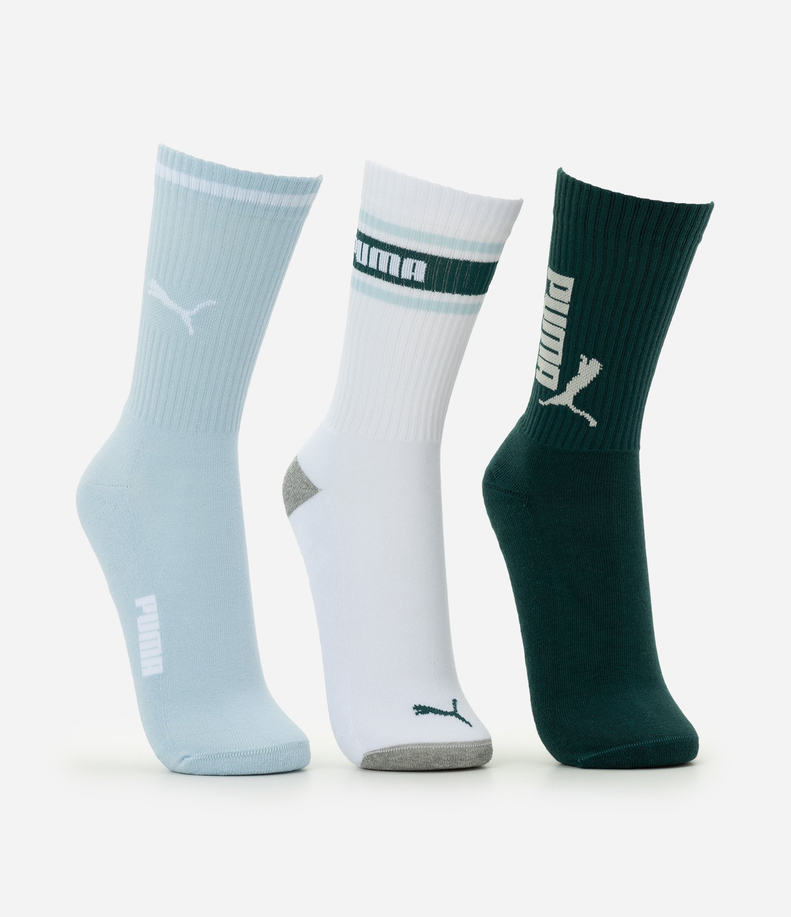 Kit 3 Meias Cano Alto Algodão Puma Azul 2