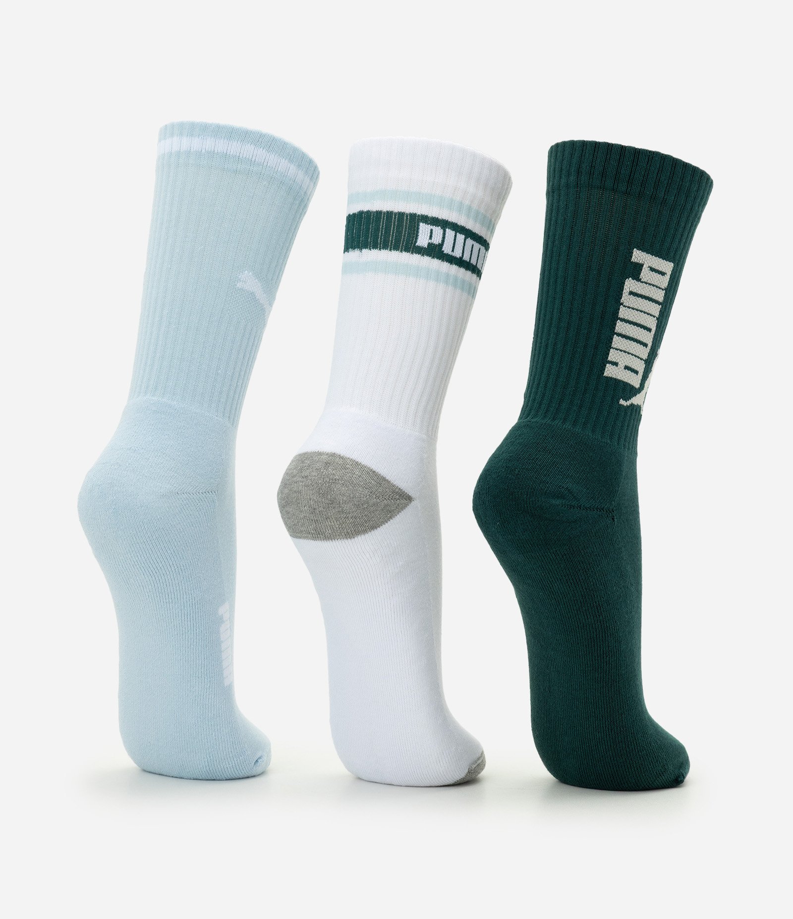 Kit 3 Meias Cano Alto Algodão Puma Azul 3