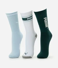Kit 3 Meias Cano Alto Algodão Puma