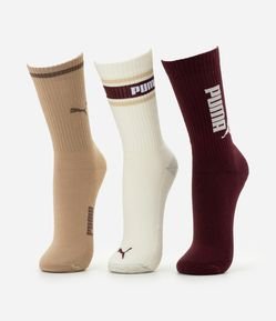 Kit 3 Meias Cano Alto Algodão Puma