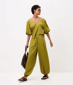 Calça Aladim em Piquet com Cós Estruturado
