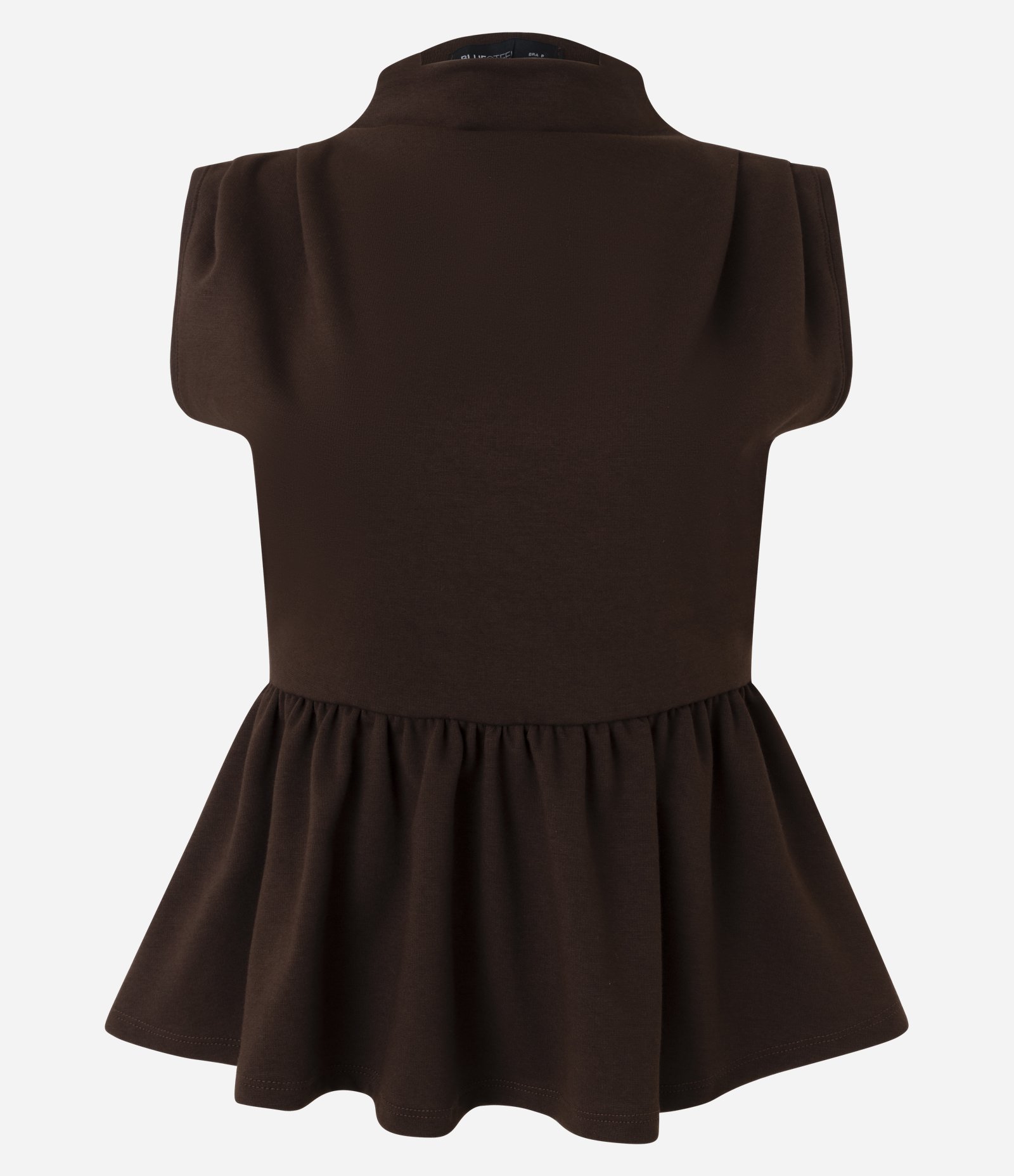Blusa Peplum em Ponto Roma com Gola Alta Marrom 5