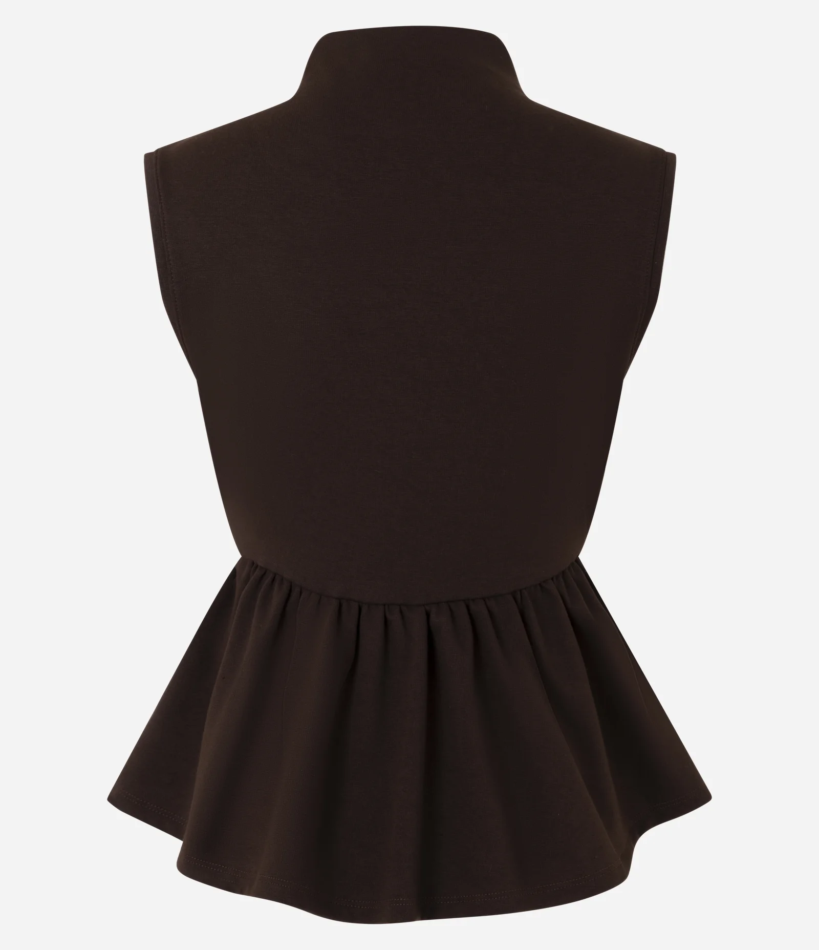 Blusa Peplum em Ponto Roma com Gola Alta Marrom 6