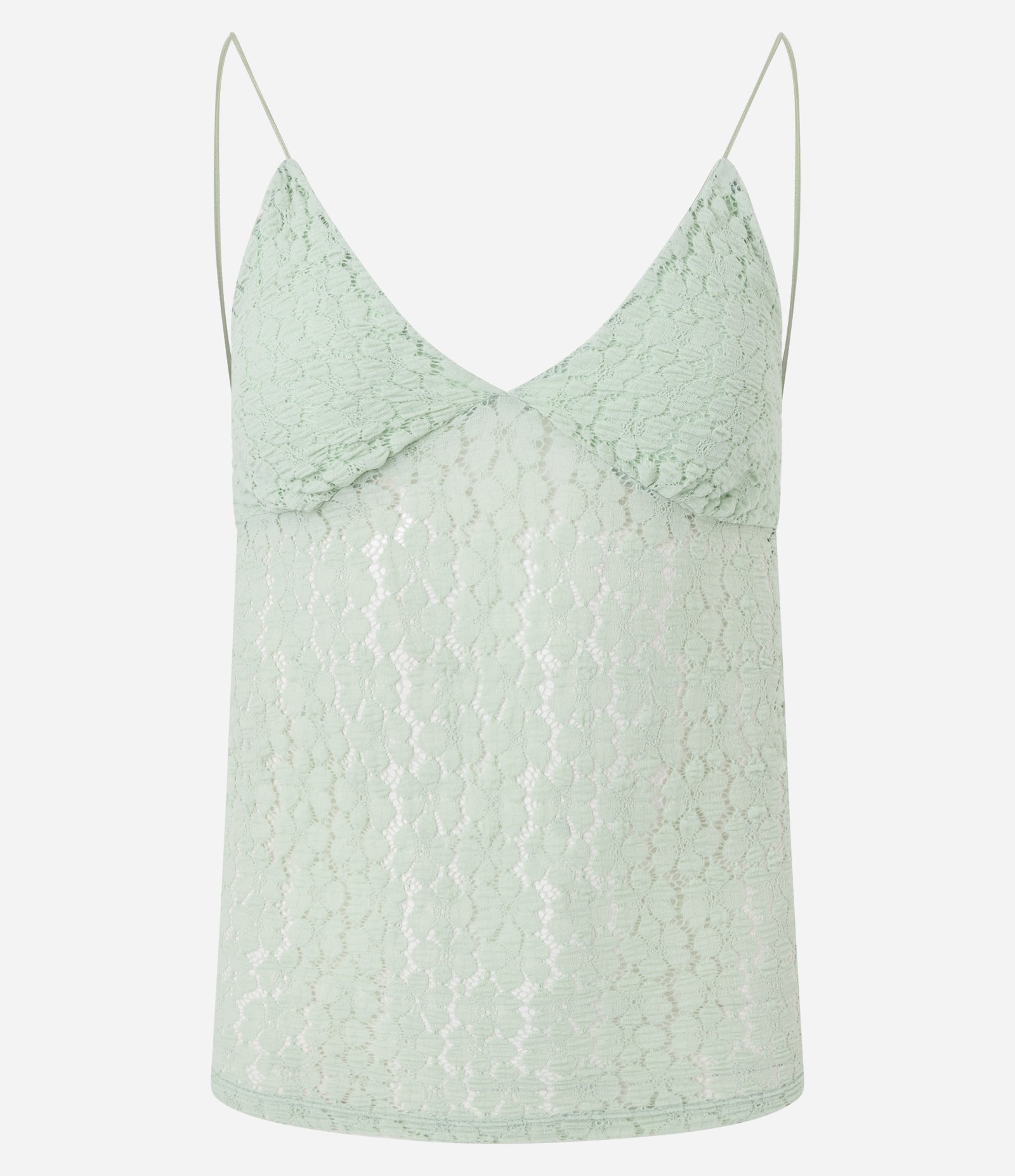 Blusa Alcinha em Renda Texturizada com Decote V Verde 1