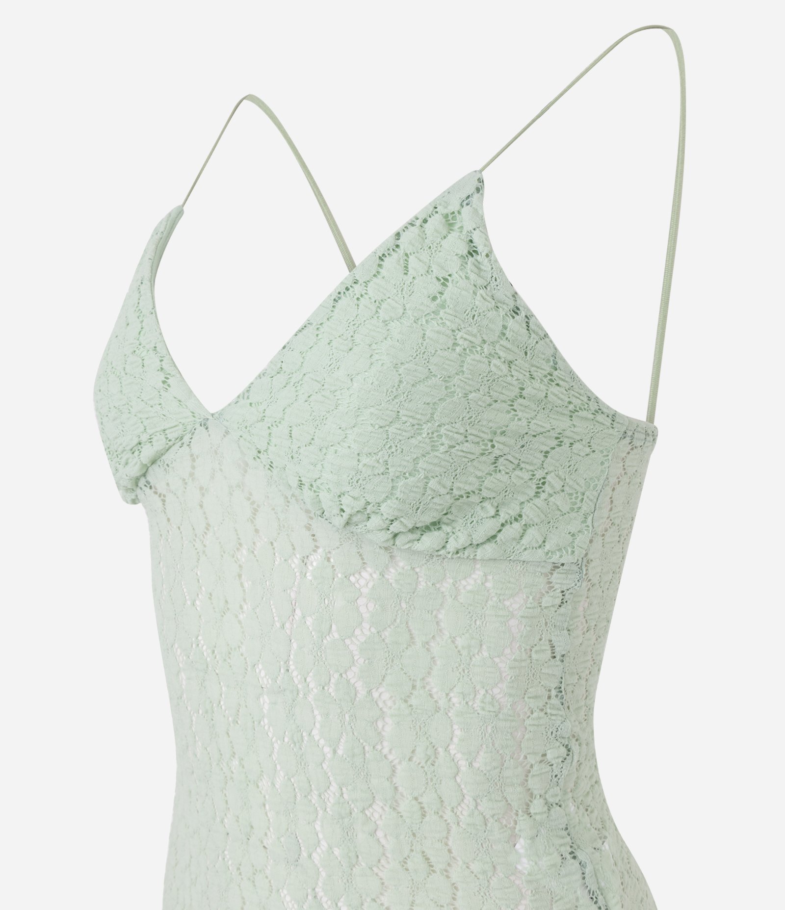 Blusa Alcinha em Renda Texturizada com Decote V Verde 2