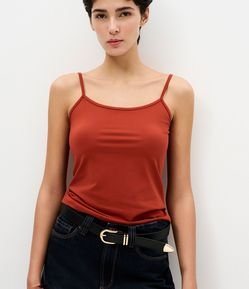 Blusa Básica em Poliamida com Alças Finas