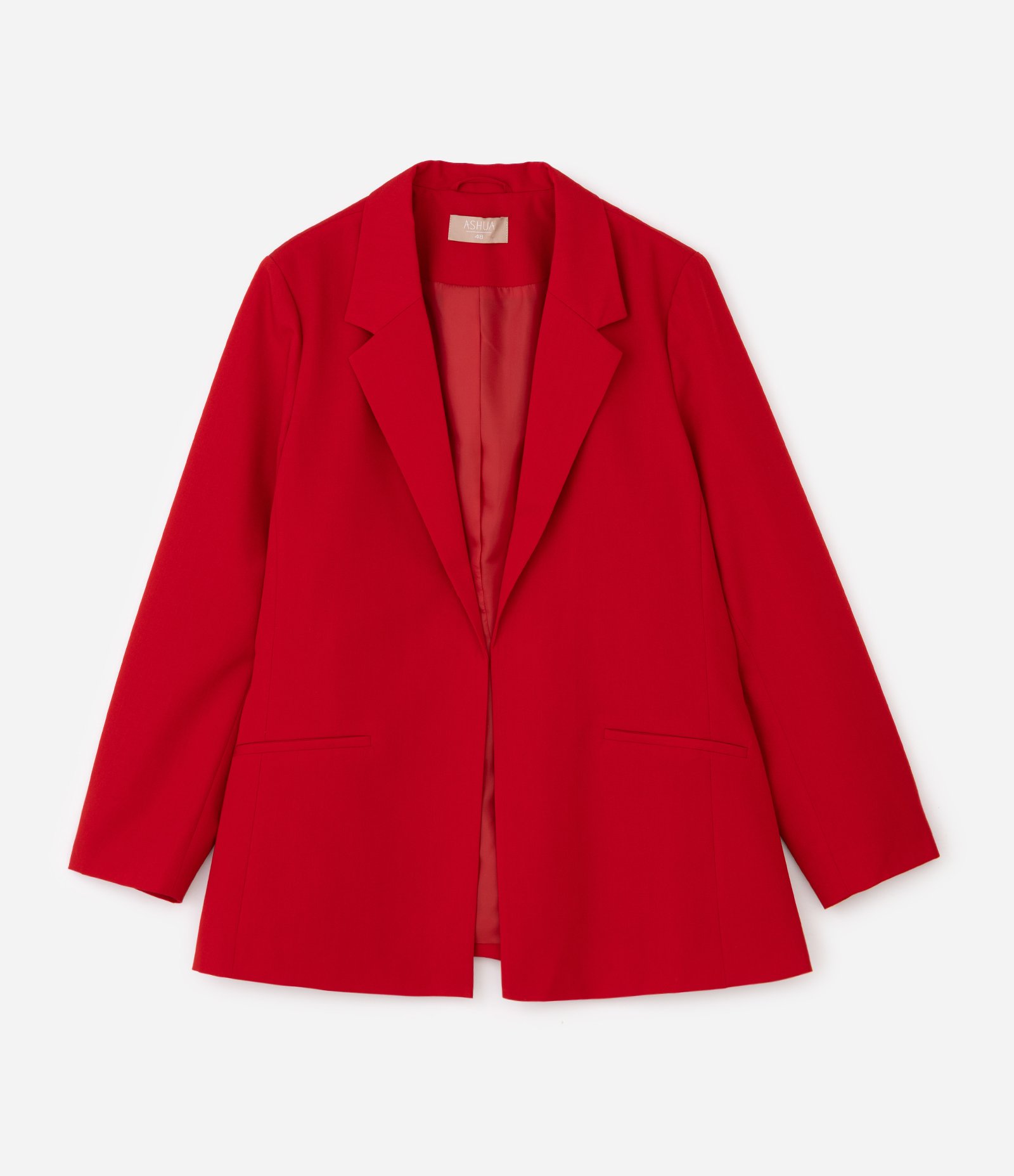 Blazer Alongado em Crepe Curve & Plus Size Vermelho 5