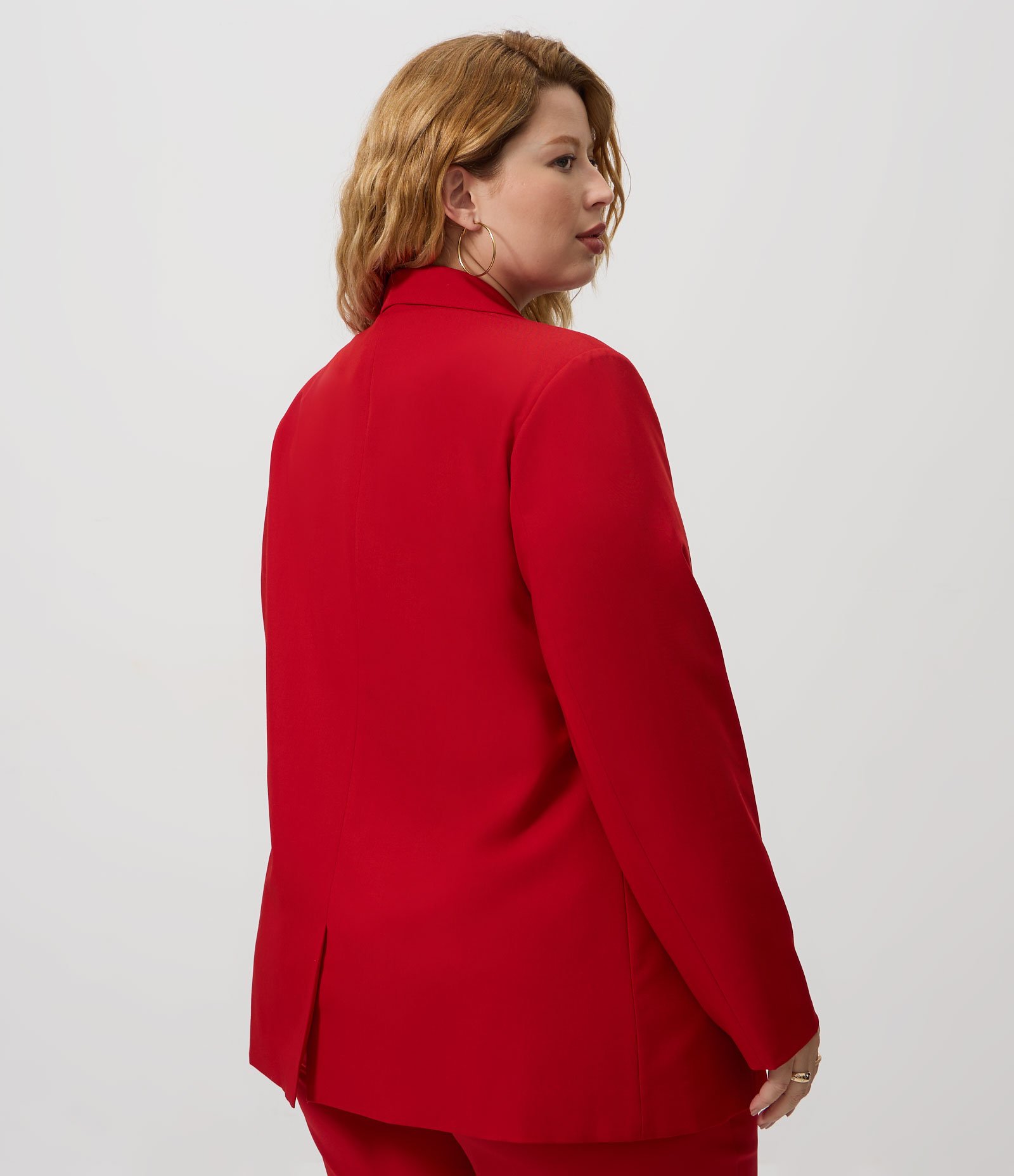 Blazer Alongado em Crepe Curve & Plus Size Vermelho 4
