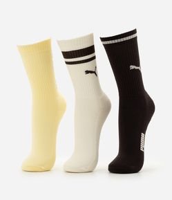 Kit 3 Meias Cano Alto Algodão Puma