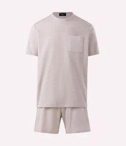 Pijama Curto com Textura Waffle e Bolso