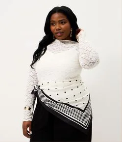 Lenço Cetim Poá Quadrado 90cm Curve & Plus Size