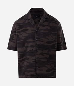 Camisa Boxy em Sarja Camuflada