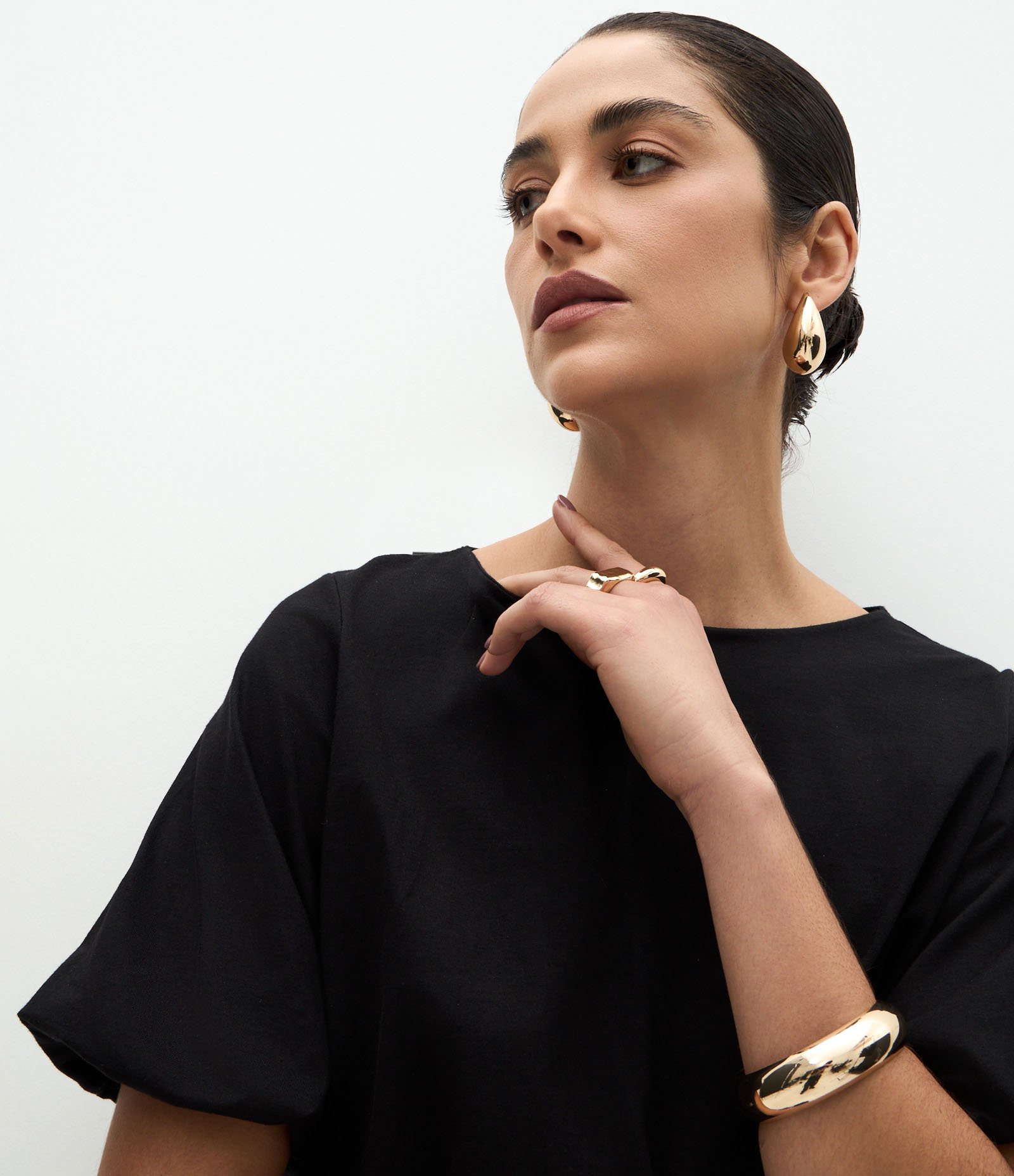 Blusa Cropped Balonê em Algodão Preto 3