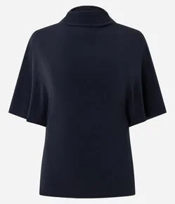 Blusa Ampla com Gola Alta e Mangas Curtas